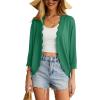 imageGRECERELLE Womens 34 Sleeve Summer Cardigan Lightweight Casual OpenFront Cropped Shrug Sweaters for WomenDark Green