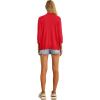 imageGRECERELLE Womens 34 Sleeve Summer Cardigan Lightweight Casual OpenFront Cropped Shrug Sweaters for WomenRed