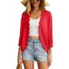 imageGRECERELLE Womens 34 Sleeve Summer Cardigan Lightweight Casual OpenFront Cropped Shrug Sweaters for WomenRed