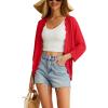 imageGRECERELLE Womens 34 Sleeve Summer Cardigan Lightweight Casual OpenFront Cropped Shrug Sweaters for WomenRed