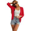 imageGRECERELLE Womens 34 Sleeve Summer Cardigan Lightweight Casual OpenFront Cropped Shrug Sweaters for WomenRed