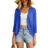 imageGRECERELLE Womens 34 Sleeve Summer Cardigan Lightweight Casual OpenFront Cropped Shrug Sweaters for WomenRoyal Blue