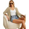 imageGRECERELLE Womens 34 Sleeve Summer Cardigan Lightweight Casual OpenFront Cropped Shrug Sweaters for WomenSolidkhaki