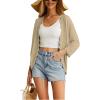 imageGRECERELLE Womens 34 Sleeve Summer Cardigan Lightweight Casual OpenFront Cropped Shrug Sweaters for WomenSolidkhaki