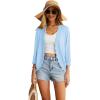 imageGRECERELLE Womens 34 Sleeve Summer Cardigan Lightweight Casual OpenFront Cropped Shrug Sweaters for WomenSolidlight Blue