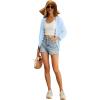 imageGRECERELLE Womens 34 Sleeve Summer Cardigan Lightweight Casual OpenFront Cropped Shrug Sweaters for WomenSolidlight Blue