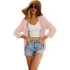 imageGRECERELLE Womens 34 Sleeve Summer Cardigan Lightweight Casual OpenFront Cropped Shrug Sweaters for WomenSolidlight Pink