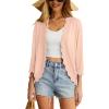 imageGRECERELLE Womens 34 Sleeve Summer Cardigan Lightweight Casual OpenFront Cropped Shrug Sweaters for WomenSolidlight Pink