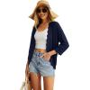 imageGRECERELLE Womens 34 Sleeve Summer Cardigan Lightweight Casual OpenFront Cropped Shrug Sweaters for WomenSolidnavy Blue