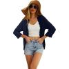 imageGRECERELLE Womens 34 Sleeve Summer Cardigan Lightweight Casual OpenFront Cropped Shrug Sweaters for WomenSolidnavy Blue