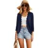 imageGRECERELLE Womens 34 Sleeve Summer Cardigan Lightweight Casual OpenFront Cropped Shrug Sweaters for WomenSolidnavy Blue