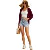 imageGRECERELLE Womens 34 Sleeve Summer Cardigan Lightweight Casual OpenFront Cropped Shrug Sweaters for WomenSolidwine Red