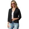 imageGRECERELLE Womens 34 Sleeve Summer Lightweight Knit Cropped Shrugs Cardigan Sweater01 Black