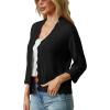imageGRECERELLE Womens 34 Sleeve Summer Lightweight Knit Cropped Shrugs Cardigan Sweater01 Black