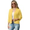imageGRECERELLE Womens 34 Sleeve Summer Lightweight Knit Cropped Shrugs Cardigan SweaterCheese Yellow