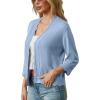 imageGRECERELLE Womens 34 Sleeve Summer Lightweight Knit Cropped Shrugs Cardigan SweaterLight Blue