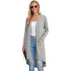 imageGRECERELLE Womens Cardigans Lightweight 2025 Long Sleeve Button Down Duster Casual Long Cardigan Outerwear with PocketsGray