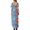 imageGRECERELLE Womens Casual Loose Pocket Long Dress Short Sleeve Split Maxi Dresses11 Flower Mix Blue