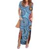 imageGRECERELLE Womens Casual Loose Pocket Long Dress Short Sleeve Split Maxi Dresses11 Flower Mix Blue