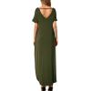 imageGRECERELLE Womens Casual Loose Pocket Long Dress Short Sleeve Split Maxi DressesArmy Green