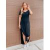imageGRECERELLE Womens Casual Loose Pocket Long Dress Short Sleeve Split Maxi DressesBlack