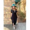 imageGRECERELLE Womens Casual Loose Pocket Long Dress Short Sleeve Split Maxi DressesBlack