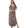 imageGRECERELLE Womens Casual Loose Pocket Long Dress Short Sleeve Split Maxi DressesBlack Daffodil