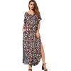 imageGRECERELLE Womens Casual Loose Pocket Long Dress Short Sleeve Split Maxi DressesBlack Daffodil