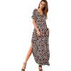 imageGRECERELLE Womens Casual Loose Pocket Long Dress Short Sleeve Split Maxi DressesBlack Daffodil