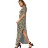 imageGRECERELLE Womens Casual Loose Pocket Long Dress Short Sleeve Split Maxi DressesBlack Yellow