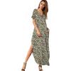 imageGRECERELLE Womens Casual Loose Pocket Long Dress Short Sleeve Split Maxi DressesBlack Yellow