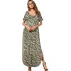 imageGRECERELLE Womens Casual Loose Pocket Long Dress Short Sleeve Split Maxi DressesBlack Yellow