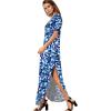 imageGRECERELLE Womens Casual Loose Pocket Long Dress Short Sleeve Split Maxi DressesBlue Ink White