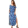 imageGRECERELLE Womens Casual Loose Pocket Long Dress Short Sleeve Split Maxi DressesBlue Ink White
