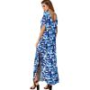 imageGRECERELLE Womens Casual Loose Pocket Long Dress Short Sleeve Split Maxi DressesBlue Ink White