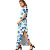 imageGRECERELLE Womens Casual Loose Pocket Long Dress Short Sleeve Split Maxi DressesBubble Blue