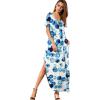 imageGRECERELLE Womens Casual Loose Pocket Long Dress Short Sleeve Split Maxi DressesBubble Blue