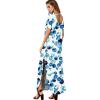 imageGRECERELLE Womens Casual Loose Pocket Long Dress Short Sleeve Split Maxi DressesBubble Blue