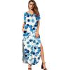 imageGRECERELLE Womens Casual Loose Pocket Long Dress Short Sleeve Split Maxi DressesBubble Blue