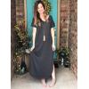 imageGRECERELLE Womens Casual Loose Pocket Long Dress Short Sleeve Split Maxi DressesDark Gray