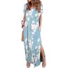 imageGRECERELLE Womens Casual Loose Pocket Long Dress Short Sleeve Split Maxi DressesFlower Light Blue