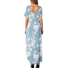 imageGRECERELLE Womens Casual Loose Pocket Long Dress Short Sleeve Split Maxi DressesFlower Light Blue