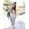 imageGRECERELLE Womens Casual Loose Pocket Long Dress Short Sleeve Split Maxi DressesGray