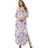 imageGRECERELLE Womens Casual Loose Pocket Long Dress Short Sleeve Split Maxi DressesGray Azalea