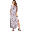 imageGRECERELLE Womens Casual Loose Pocket Long Dress Short Sleeve Split Maxi DressesGray Azalea