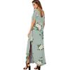 imageGRECERELLE Womens Casual Loose Pocket Long Dress Short Sleeve Split Maxi DressesGreen Camellia