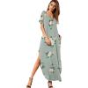 imageGRECERELLE Womens Casual Loose Pocket Long Dress Short Sleeve Split Maxi DressesGreen Camellia