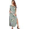 imageGRECERELLE Womens Casual Loose Pocket Long Dress Short Sleeve Split Maxi DressesGreen Camellia