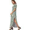 imageGRECERELLE Womens Casual Loose Pocket Long Dress Short Sleeve Split Maxi DressesGreen Camellia