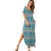 imageGRECERELLE Womens Casual Loose Pocket Long Dress Short Sleeve Split Maxi DressesGreen Khaki